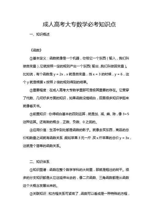 成人高考大专数学必考知识点