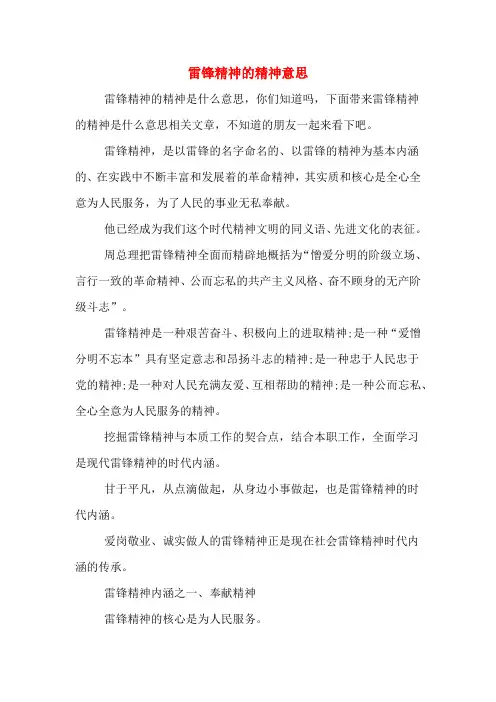 雷锋精神的精神意思