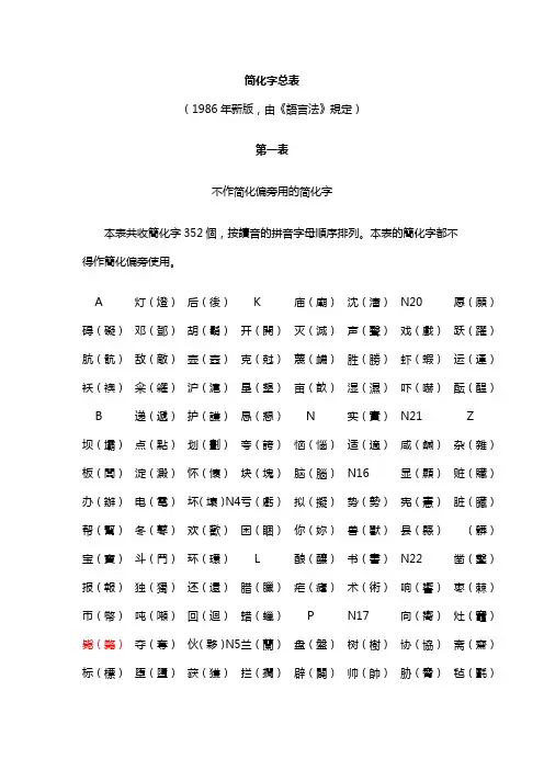 简化字总表(正规版)