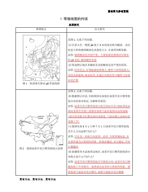 2020年高考 湘教版高考一轮地理 1.等值线图的判读