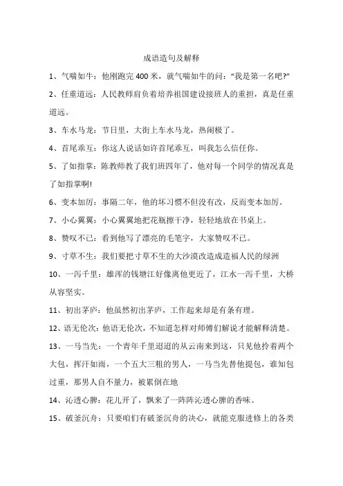 成语造句及解释