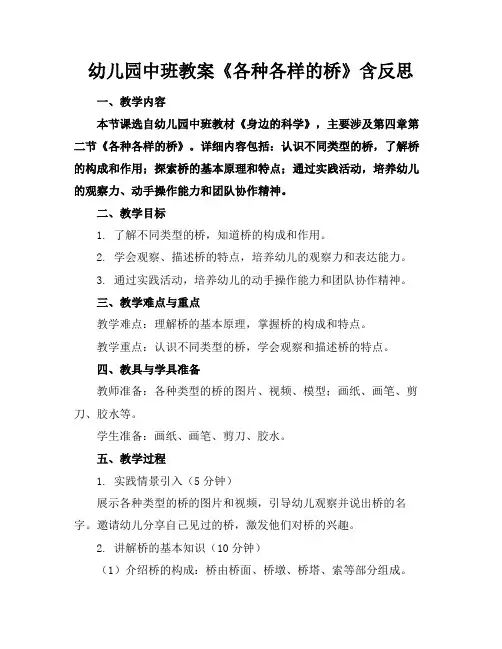 幼儿园中班教案《各种各样的桥》含反思