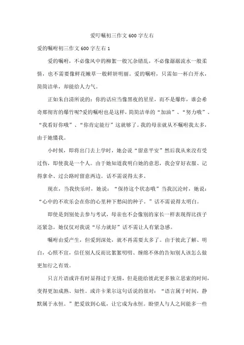 爱叮嘱初三作文600字左右