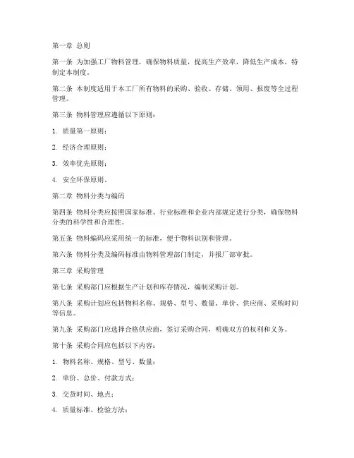 工厂物料全批次管理制度