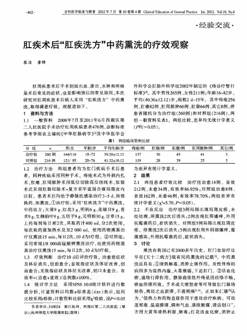 肛疾术后“肛疾洗方＂中药熏洗的疗效观察