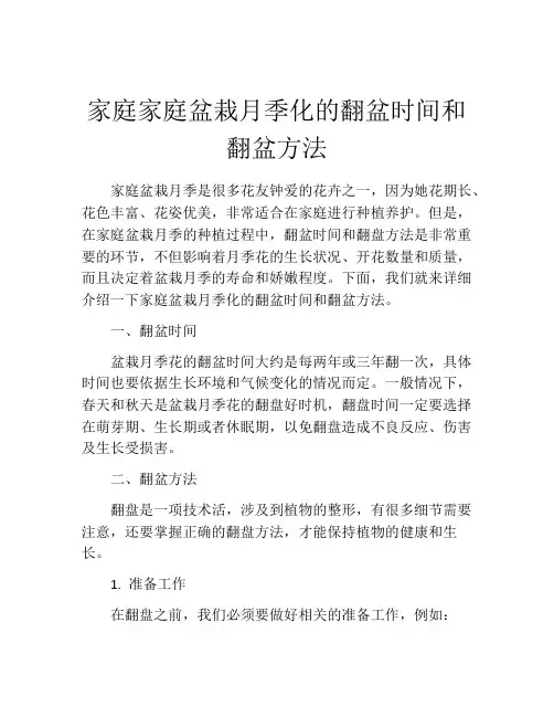 家庭家庭盆栽月季化的翻盆时间和翻盆方法