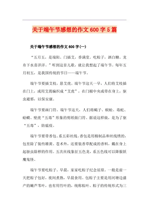 关于端午节感想的作文600字5篇
