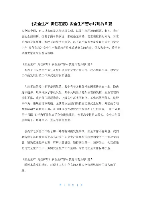 《安全生产责任在肩》安全生产警示片观后5篇