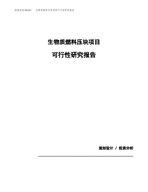 生物质燃料压块项目可行性研究报告模板范文(立项备案项目申请)
