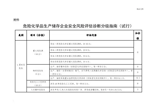 危险化学品生产储存企业安全风险评估诊断分级指南(试行)