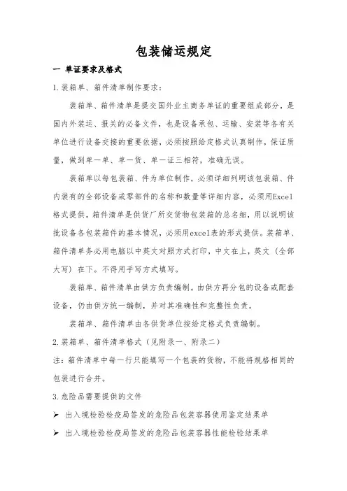 海运包装储运规定