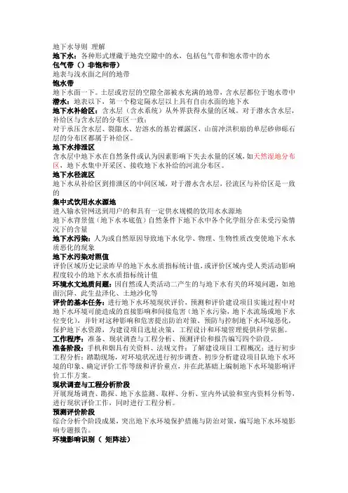 地下水导则 背诵版