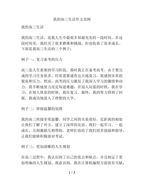我的高三生活作文范例