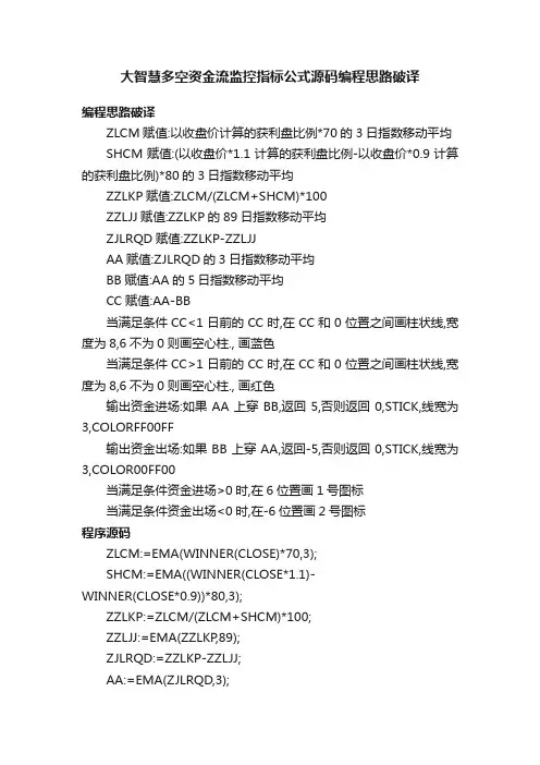 大智慧多空资金流监控指标公式源码编程思路破译