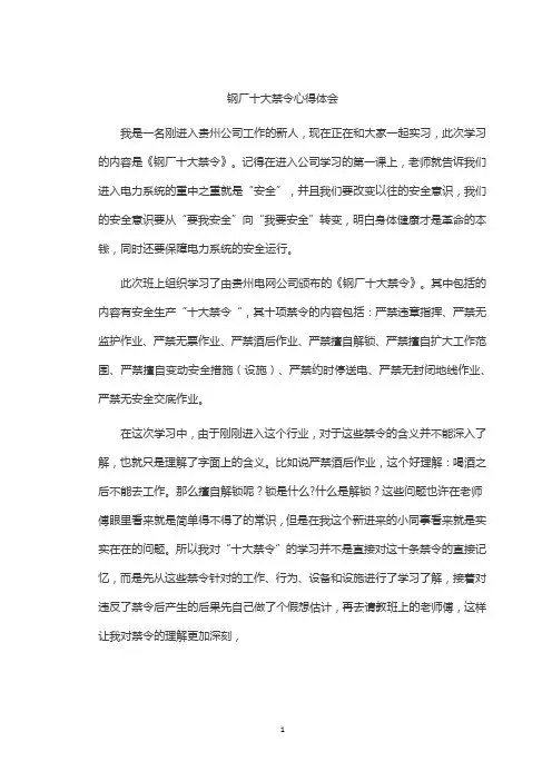 钢厂十大禁令心得体会