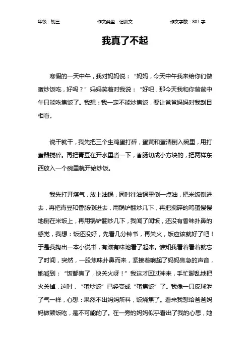 我真了不起作文【初中初三800字】