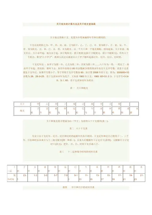 天干地支的计算方法及天干地支查询表