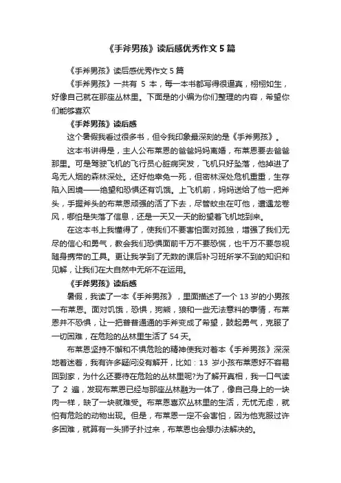 《手斧男孩》读后感优秀作文5篇