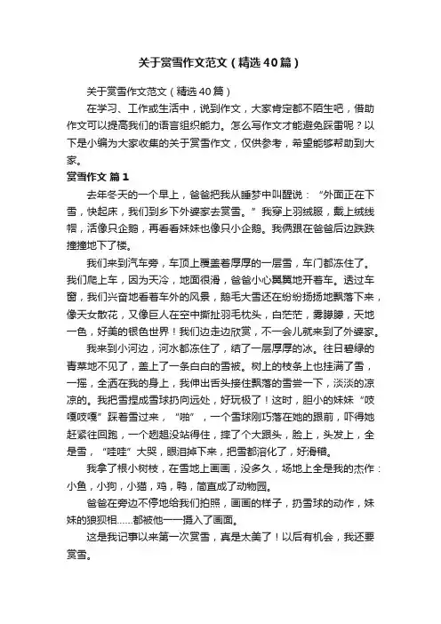 关于赏雪作文范文（精选40篇）