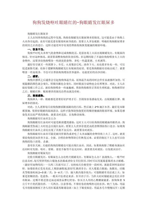 狗狗发烧呕吐眼睛红的-狗眼睛发红眼屎多