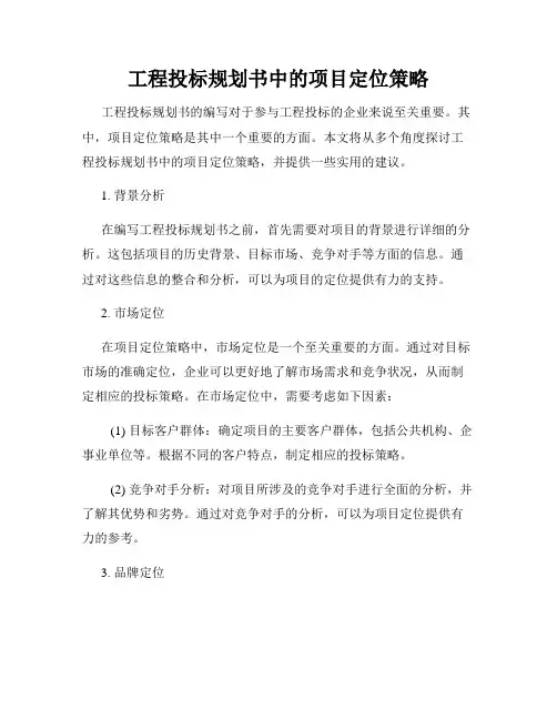 工程投标规划书中的项目定位策略