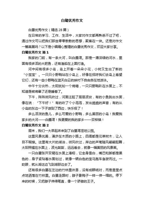 白鹭优秀作文