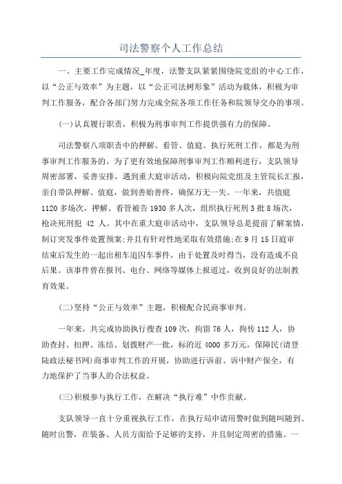 司法警察个人工作总结