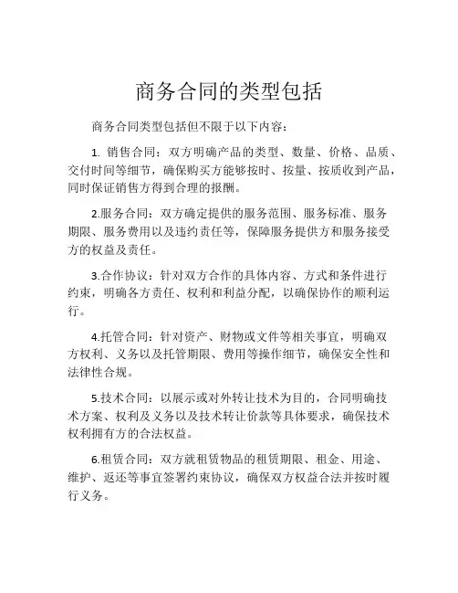商务合同的类型包括