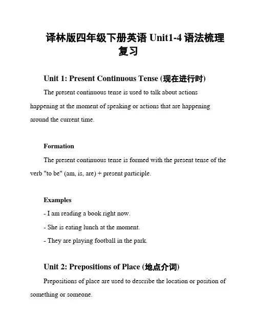 译林版四年级下册英语Unit1-4语法梳理复习