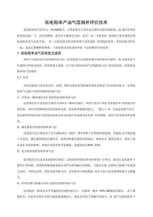 低电阻率产油气层测井评价技术教材