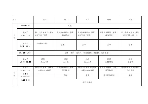 托管课程表