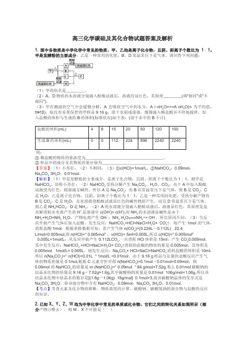 高三化学碳硅及其化合物试题答案及解析
