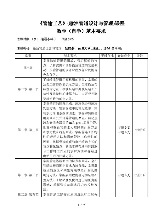 输油管道设计方案与管理