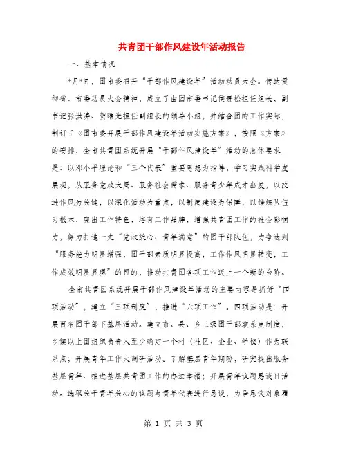 共青团干部作风建设年活动报告