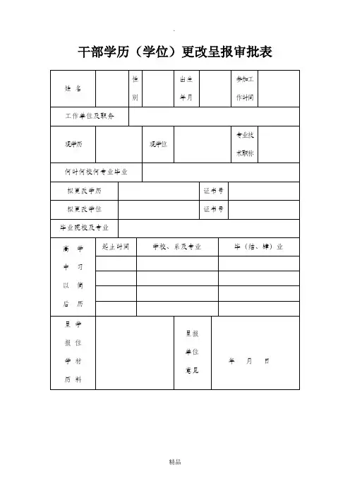 干部学历(学位)更改呈报审批表