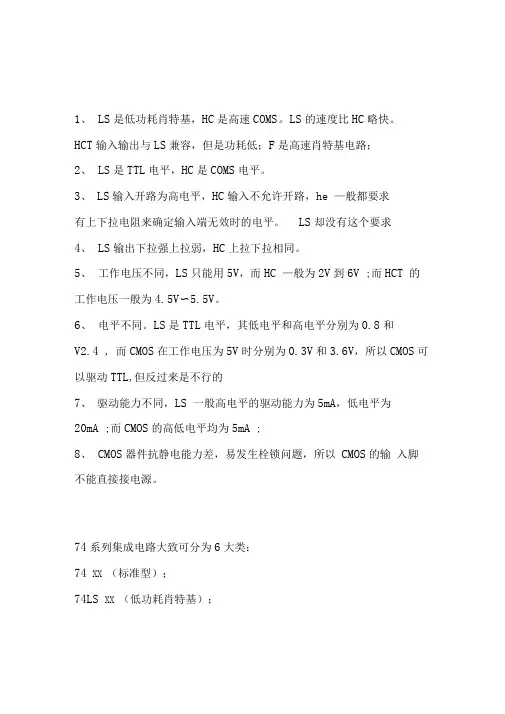 74系列芯片功能总汇汇总