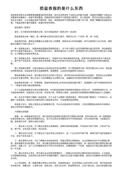 损益表指的是什么东西