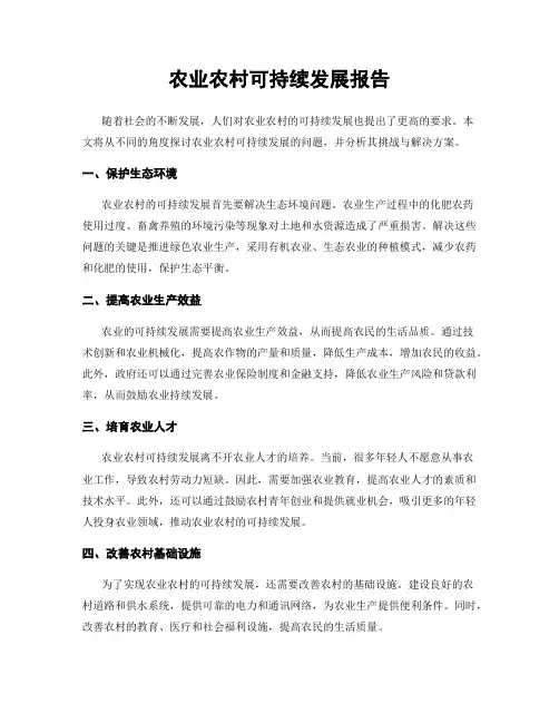 农业农村可持续发展报告