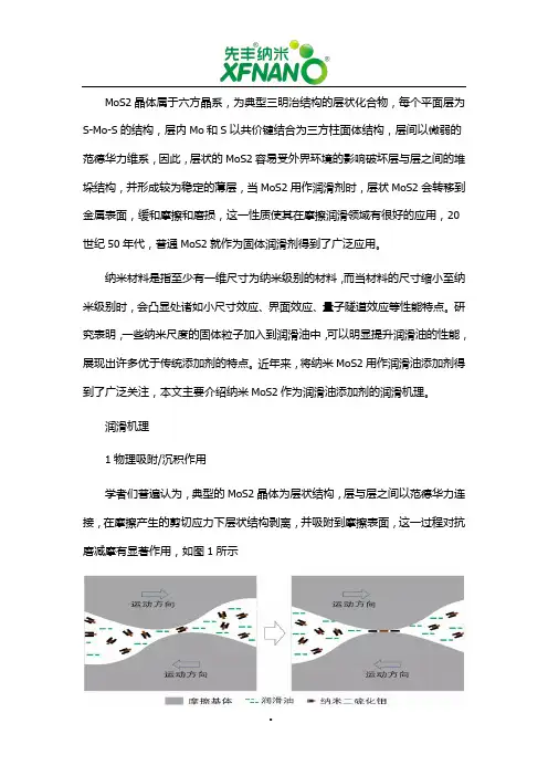 纳米二硫化钼作为润滑油添加剂的润滑机理