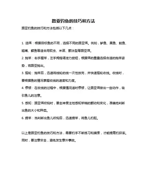 路亚钓鱼的技巧和方法