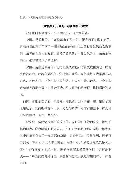 但求夕阳无限好何须惆怅近黄昏作文