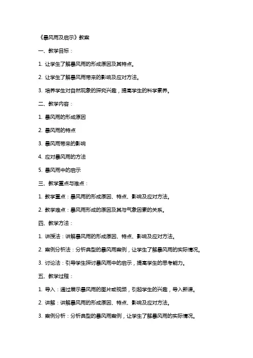 《暴风雨及启示》教案