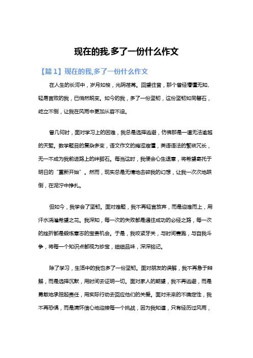 现在的我,多了一份什么作文