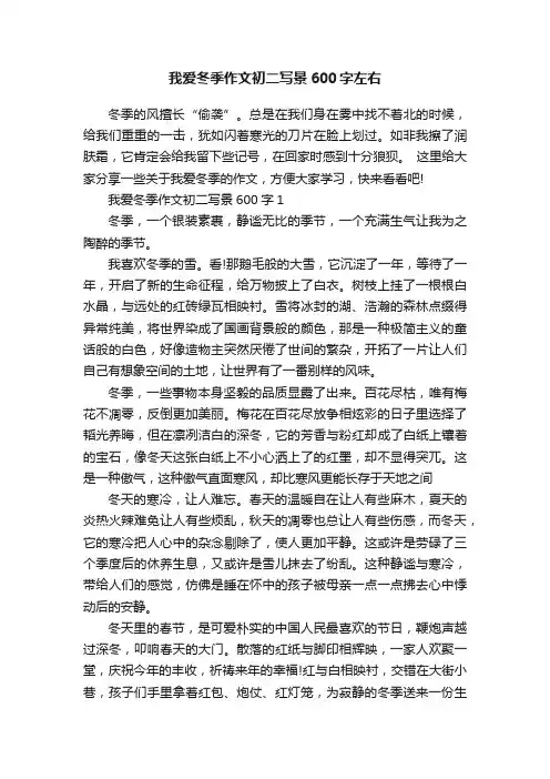 我爱冬季作文初二写景600字左右