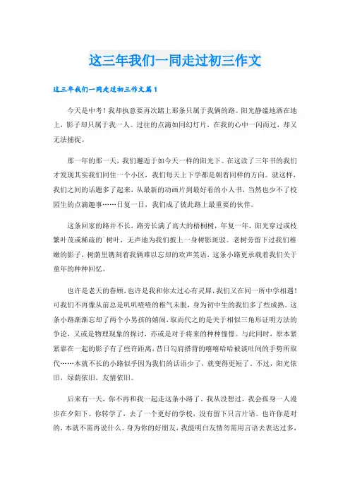 这三年我们一同走过初三作文
