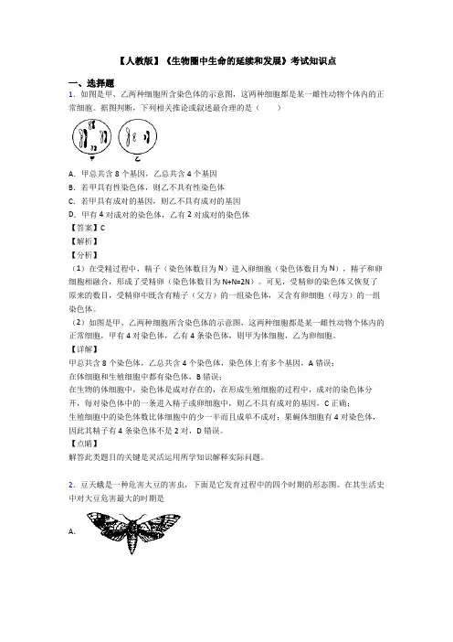 【人教版】《生物圈中生命的延续和发展》考试知识点