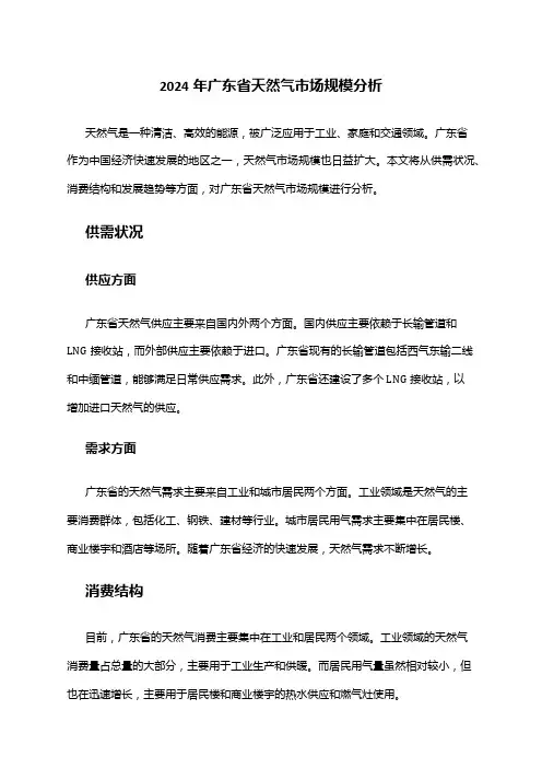 2024年广东省天然气市场规模分析