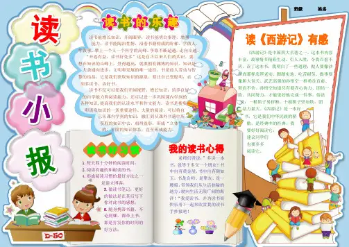 读书小报读书卡电子小报好书推荐手抄报模板书香满园快乐读书语文读后感板报A4