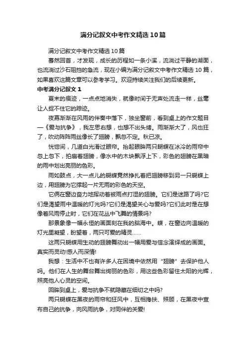 满分记叙文中考作文精选10篇