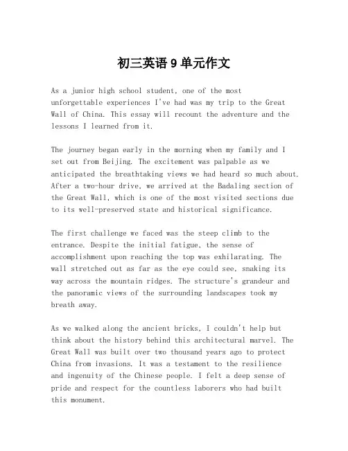 初三英语9单元作文